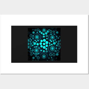 Glowing blue polka dots design Posters and Art